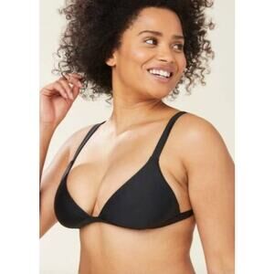 NWT Andie Swim The Caicos Bikini Top Black Size Medium Beach Pool Resort Travel